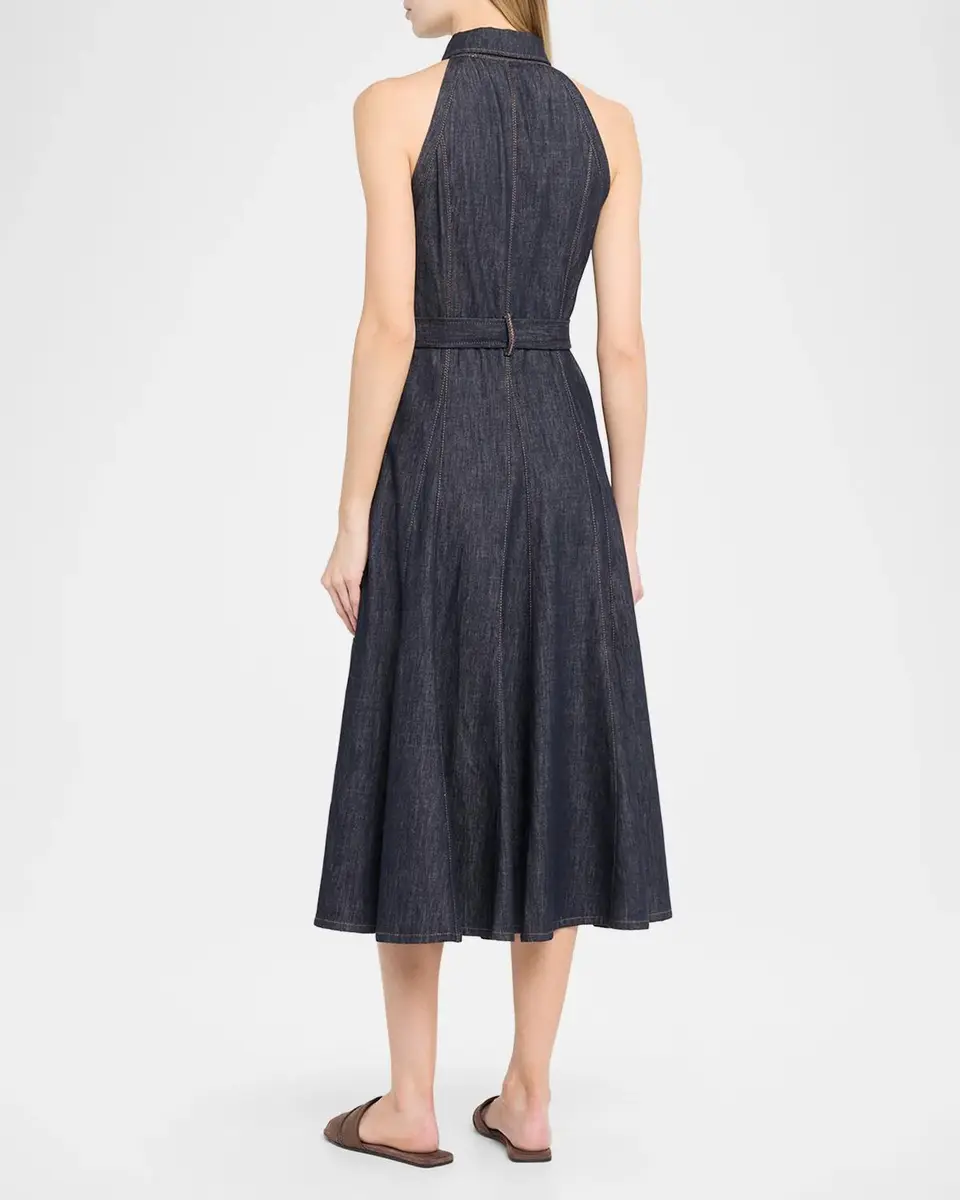 Brunello Cucinelli Sleeveless Linen Denim Belted Midi Shirtdress | Thumbnail 3 Brunello Cucinelli Sleeveless Linen Denim Belted Midi Shirtdress | Thumbnail 3