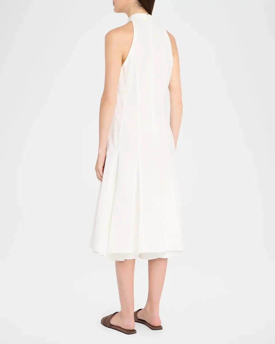 Brunello Cucinelli Sleeveless Heavy Cotton Poplin Pleated Midi Shirtdress | Thumbnail 3 Brunello Cucinelli Sleeveless Heavy Cotton Poplin Pleated Midi Shirtdress | Thumbnail 3