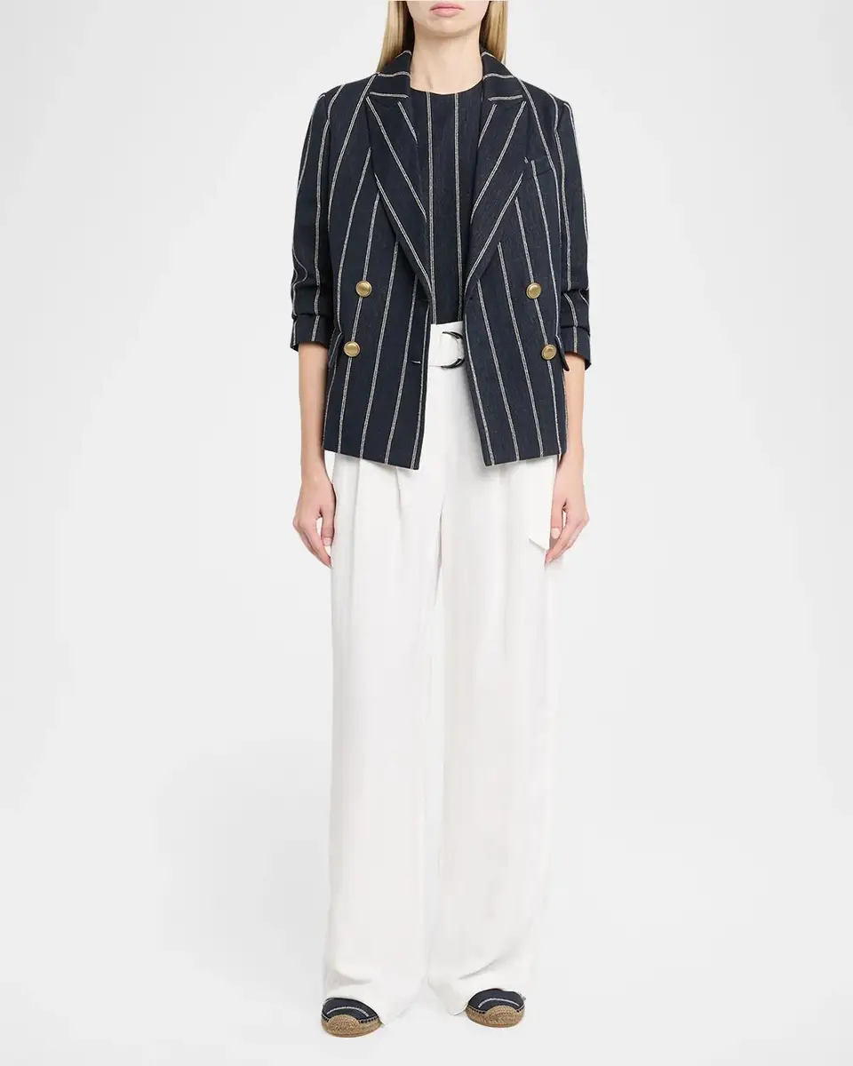 Brunello Cucinelli Double Pinstriped Denim Sleeveless Top | Thumbnail 2