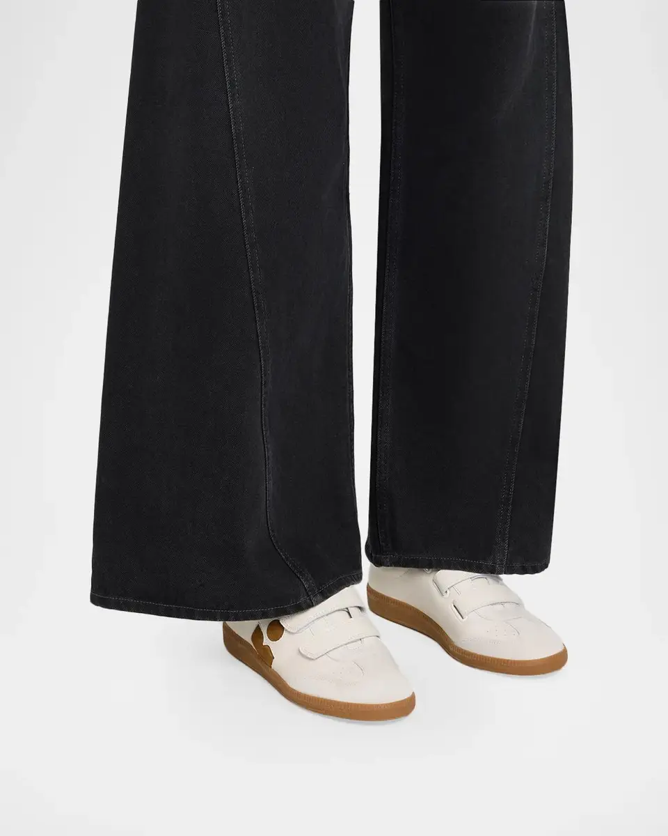 Isabel Marant Beth Mixed Leather Grip-Strap Sneakers | Thumbnail 2