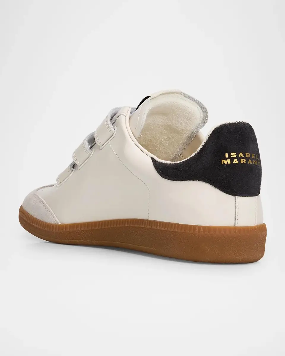 Isabel Marant Beth Mixed Leather Grip-Strap Sneakers | Thumbnail 4
