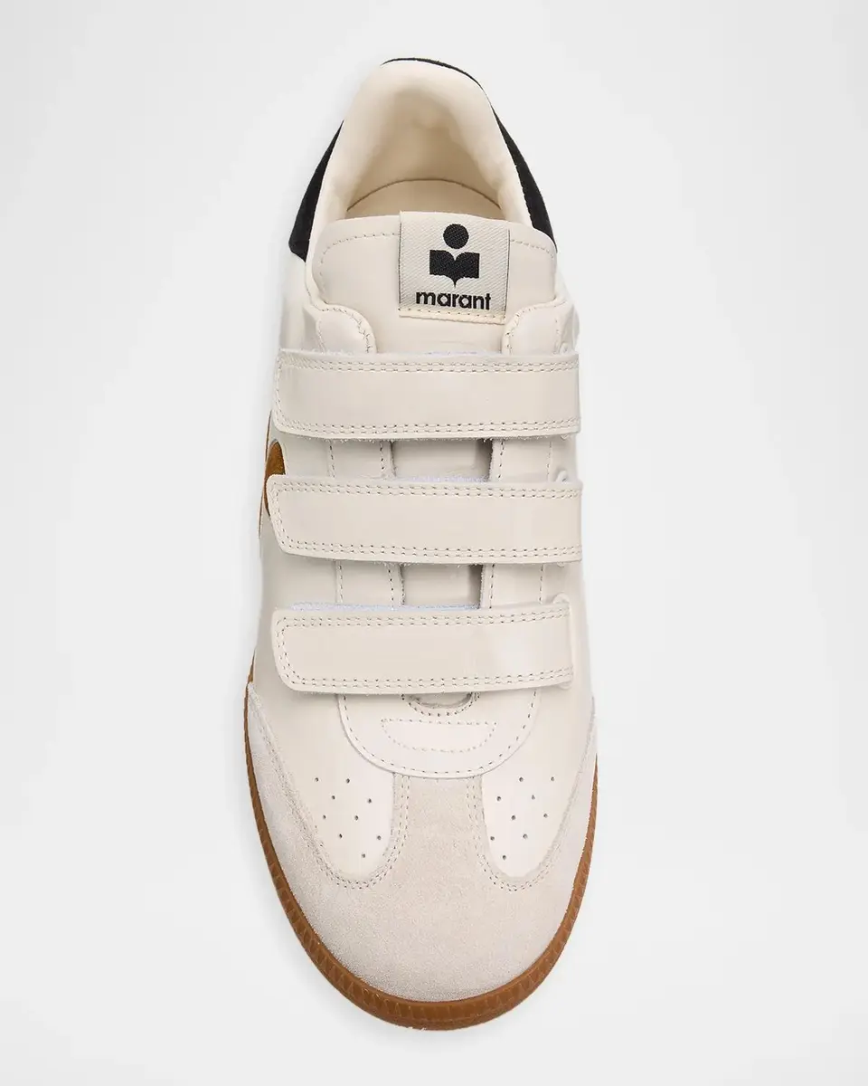 Isabel Marant Beth Mixed Leather Grip-Strap Sneakers | Thumbnail 6