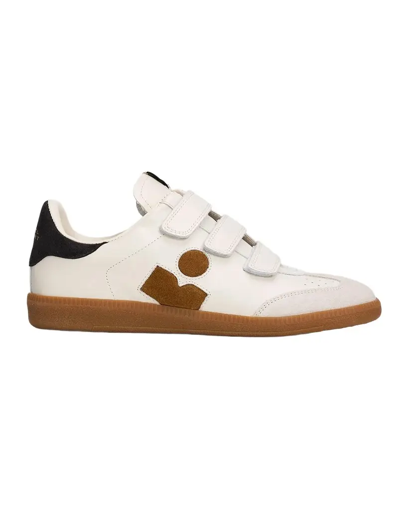 Isabel Marant Beth Mixed Leather Grip-Strap Sneakers
