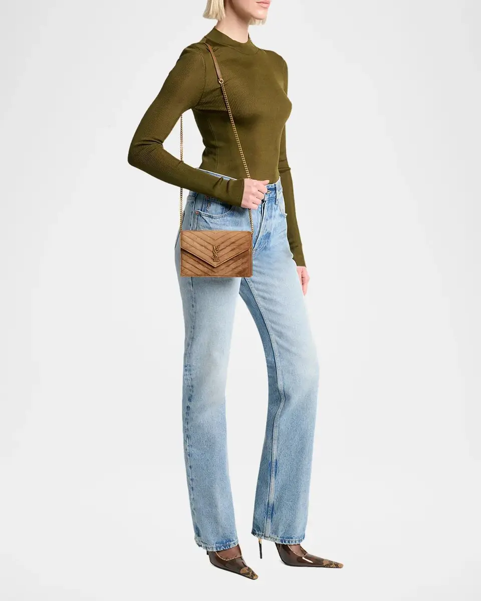 Saint Laurent Cassandre Suede Shoulder Bag | Thumbnail 5 Saint Laurent Cassandre Suede Shoulder Bag | Thumbnail 5
