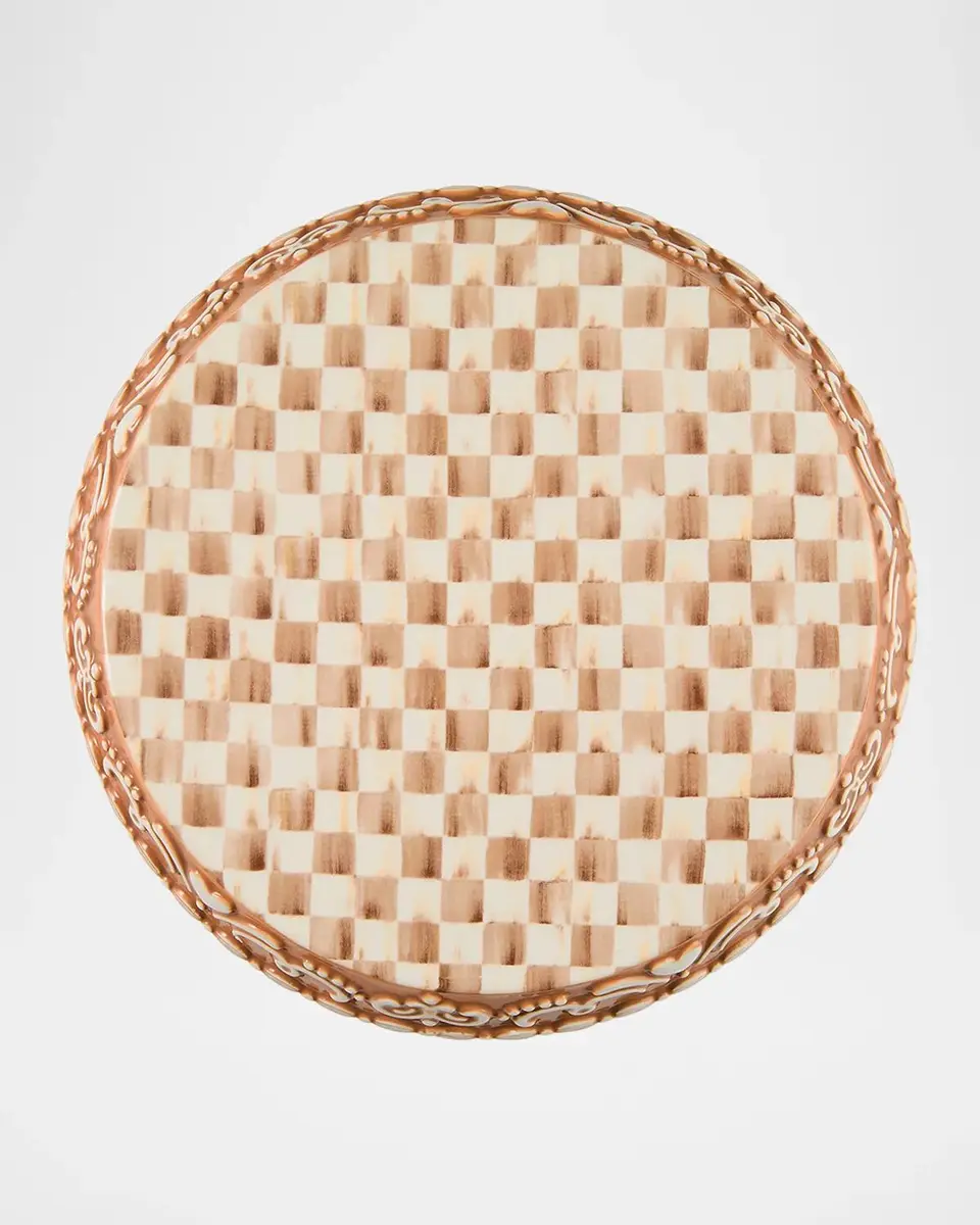 MacKenzie-Childs Mocha Check Gingerbread Pedestal Cake Stand | Thumbnail 2 MacKenzie-Childs Mocha Check Gingerbread Pedestal Cake Stand | Thumbnail 2