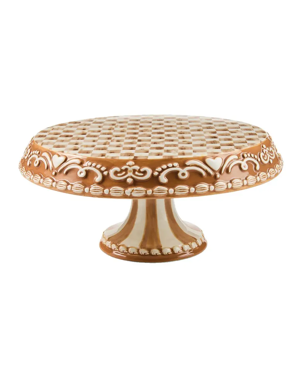 MacKenzie-Childs Mocha Check Gingerbread Pedestal Cake Stand | Thumbnail 3 MacKenzie-Childs Mocha Check Gingerbread Pedestal Cake Stand | Thumbnail 3