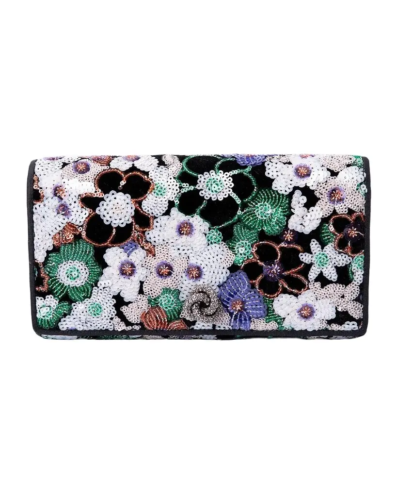 MICHELLE WILHITE Olivia Floral Sequin Clutch Bag