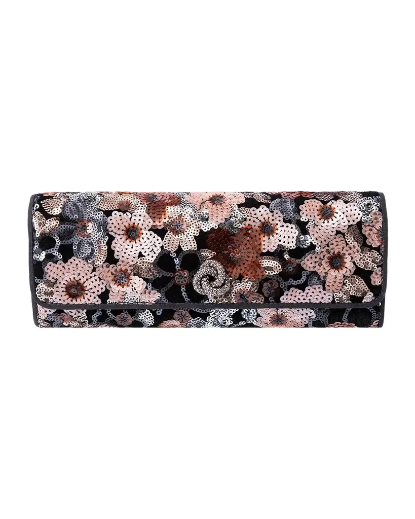 MICHELLE WILHITE Robbie Mini Floral Sequin Clutch Bag