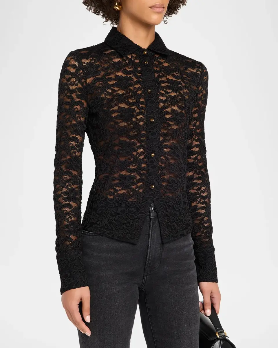Veronica Beard Wittaker Lace Button-Front Shirt | Thumbnail 4 Veronica Beard Wittaker Lace Button-Front Shirt | Thumbnail 4