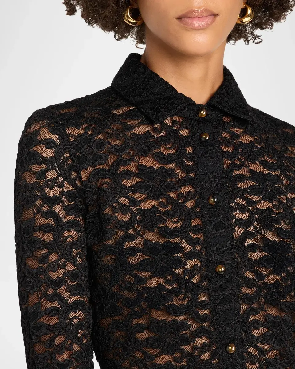 Veronica Beard Wittaker Lace Button-Front Shirt | Thumbnail 5 Veronica Beard Wittaker Lace Button-Front Shirt | Thumbnail 5