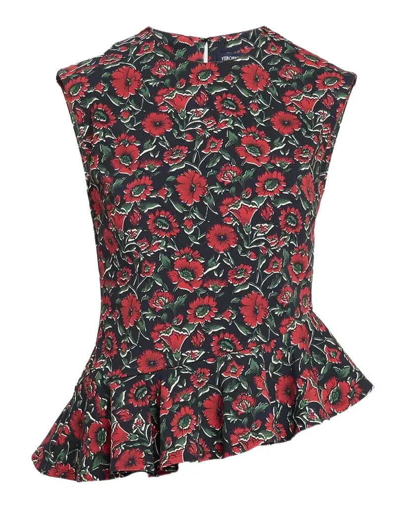Veronica Beard Elisara Peplum-Hem Top