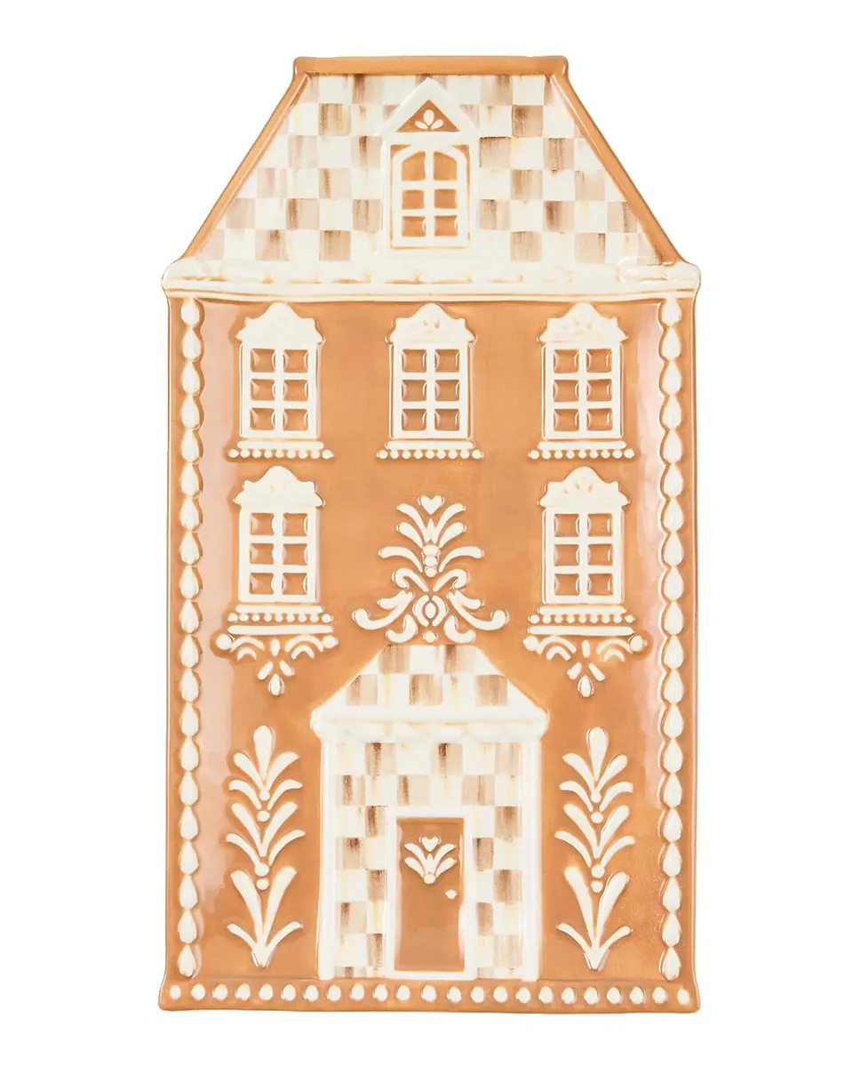 MacKenzie-Childs Mocha Check Ceramic Gingerbread House Tray | Thumbnail 3 MacKenzie-Childs Mocha Check Ceramic Gingerbread House Tray | Thumbnail 3
