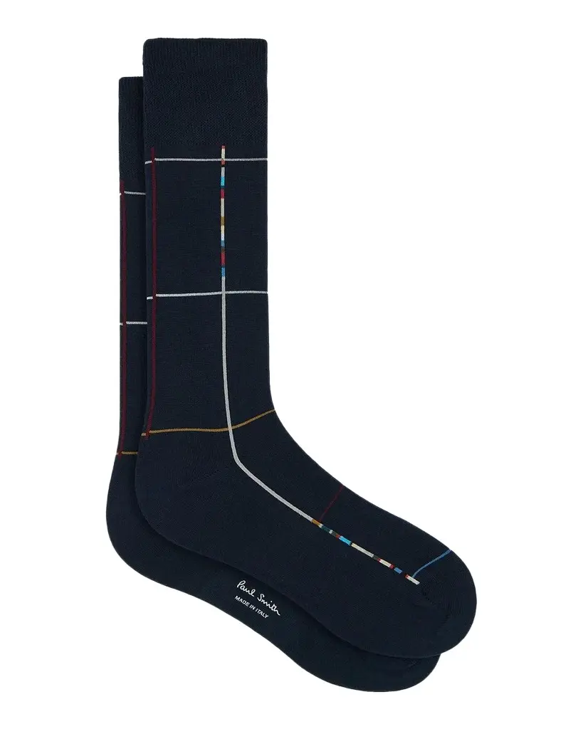 Paul Smith Men's Signature Windowpane Stripe Crew Socks