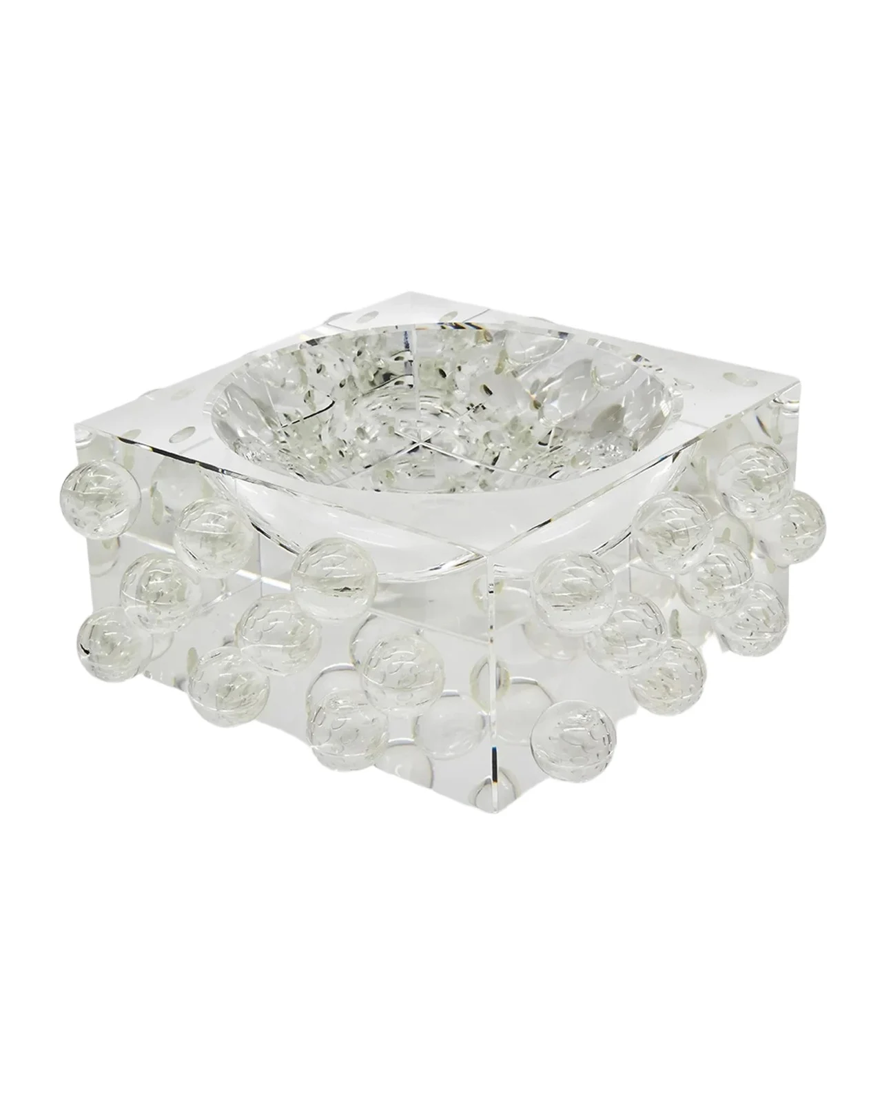 Tizo Bubble-Detail Crystal Glass Square Bowl