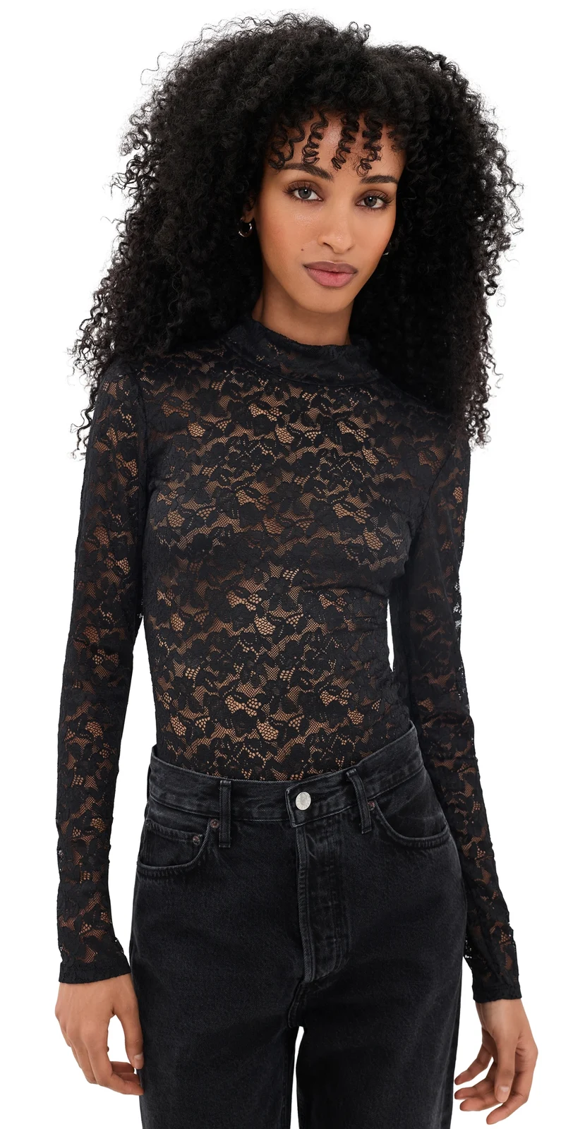 The Lace Turtleneck Thong Bodysuit