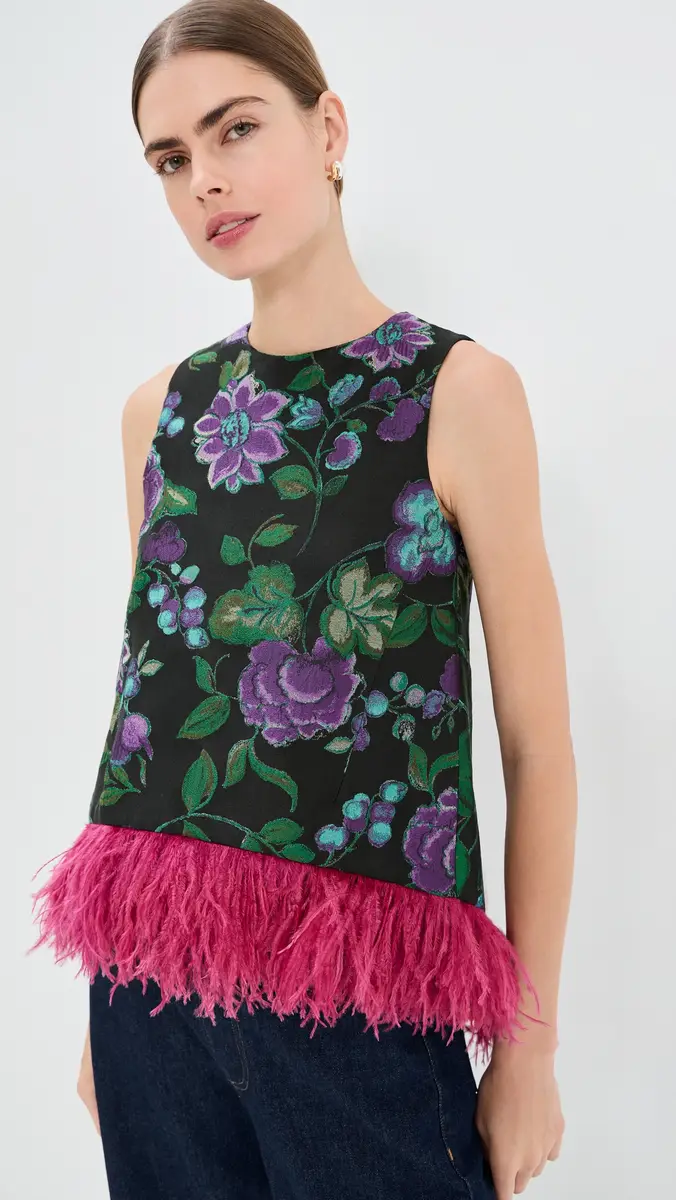 La DoubleJ La Scala Top with Feathers Botanical | Thumbnail 2 La DoubleJ La Scala Top with Feathers Botanical | Thumbnail 2