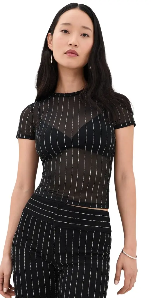 Alice + Olivia Tess Embellished Crew Tee