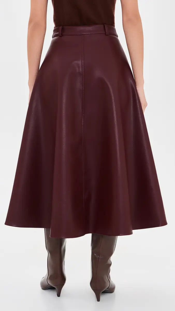 English Factory Faux Leather A-Line Midi Skirt | Thumbnail 3 English Factory Faux Leather A-Line Midi Skirt | Thumbnail 3