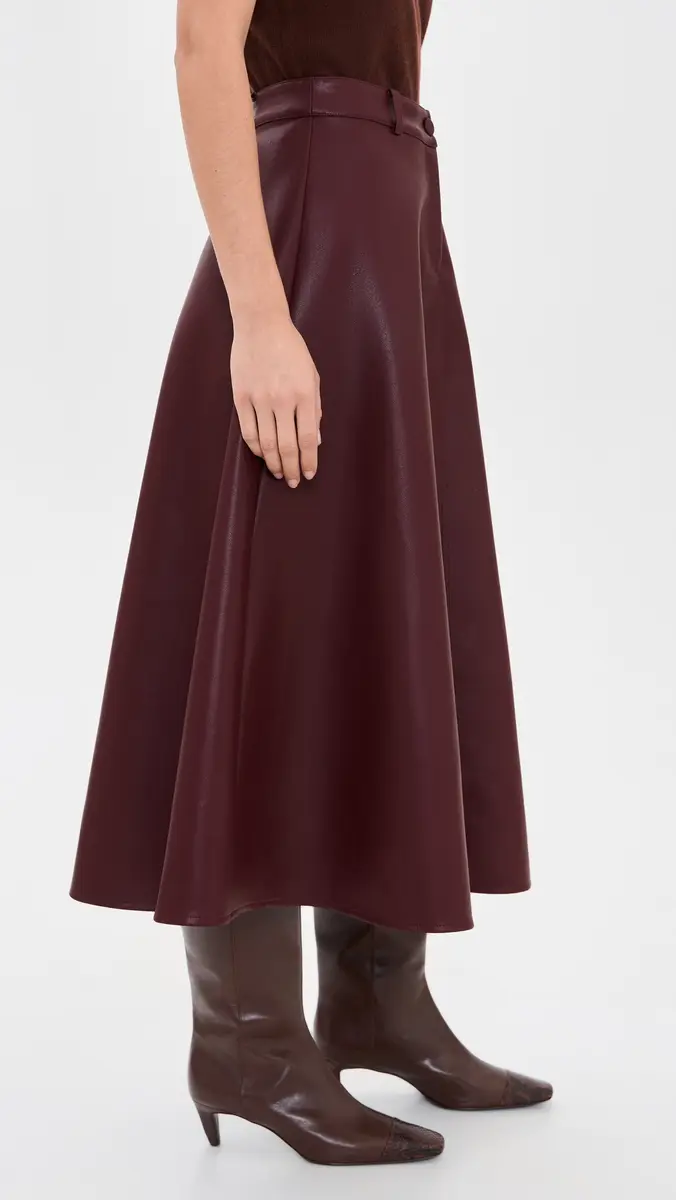 English Factory Faux Leather A-Line Midi Skirt | Thumbnail 4 English Factory Faux Leather A-Line Midi Skirt | Thumbnail 4