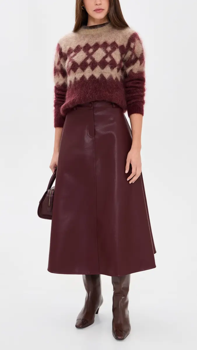 English Factory Faux Leather A-Line Midi Skirt | Thumbnail 5 English Factory Faux Leather A-Line Midi Skirt | Thumbnail 5