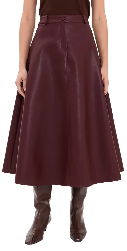 Faux Leather A-Line Midi Skirt Faux Leather A-Line Midi Skirt