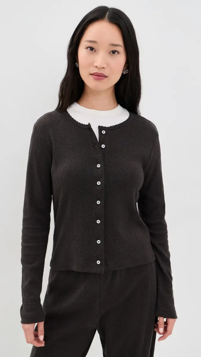 LESET Pointelle Classic Cardigan | Thumbnail 2 LESET Pointelle Classic Cardigan | Thumbnail 2