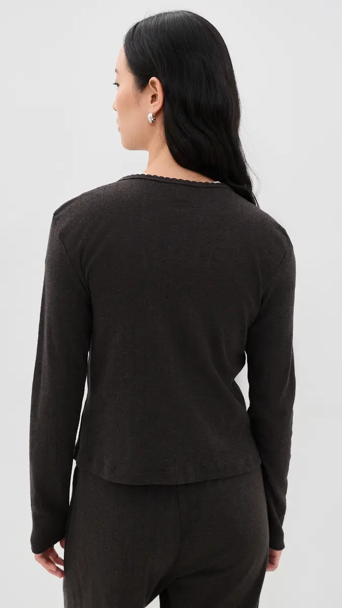 LESET Pointelle Classic Cardigan | Thumbnail 3 LESET Pointelle Classic Cardigan | Thumbnail 3