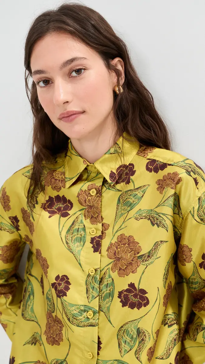 Madelynne Fleur Taffeta Button Down | Thumbnail 2