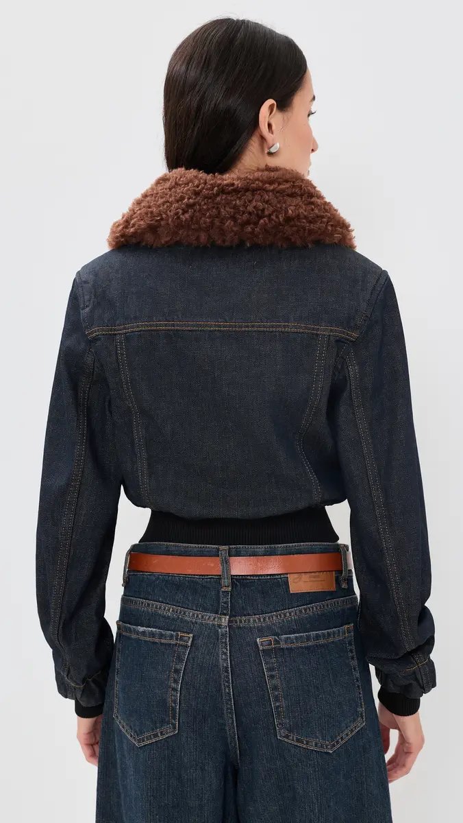 Ganni Slub Denim Cropped Bomber Jacket | Thumbnail 3 Ganni Slub Denim Cropped Bomber Jacket | Thumbnail 3