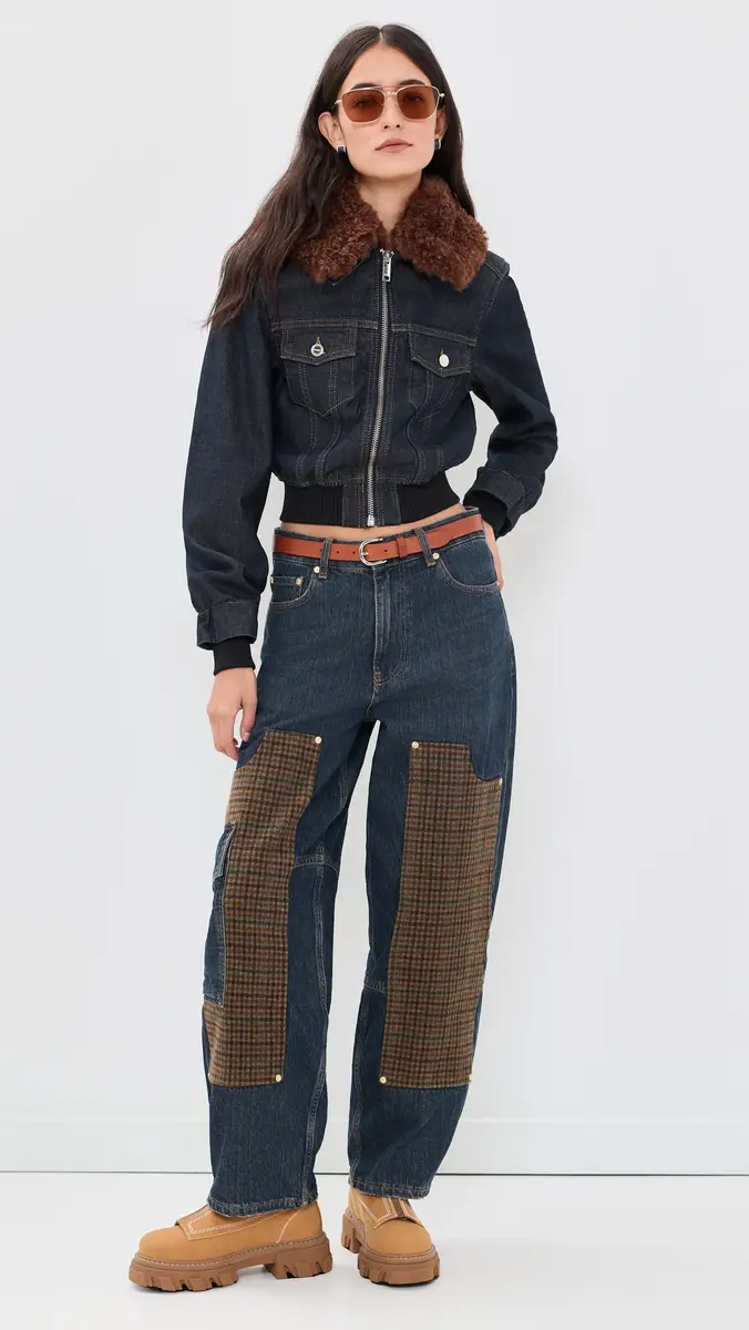 Ganni Slub Denim Cropped Bomber Jacket | Thumbnail 5 Ganni Slub Denim Cropped Bomber Jacket | Thumbnail 5
