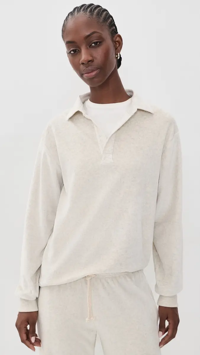 Asher Alex Velour Polo Top | Thumbnail 2 Asher Alex Velour Polo Top | Thumbnail 2