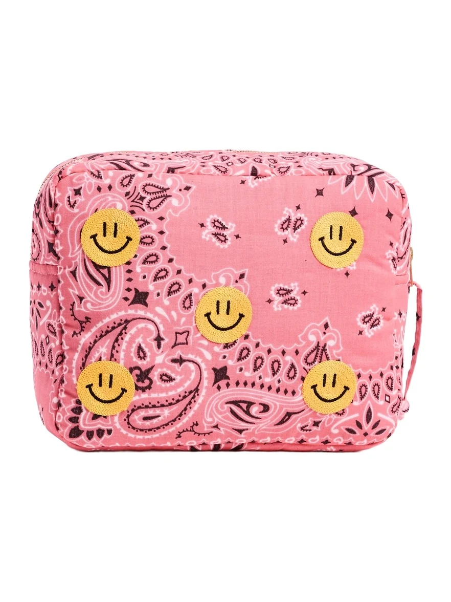 Happy Face Bandana Cotton Vanity Pouch Happy Face Bandana Cotton Vanity Pouch