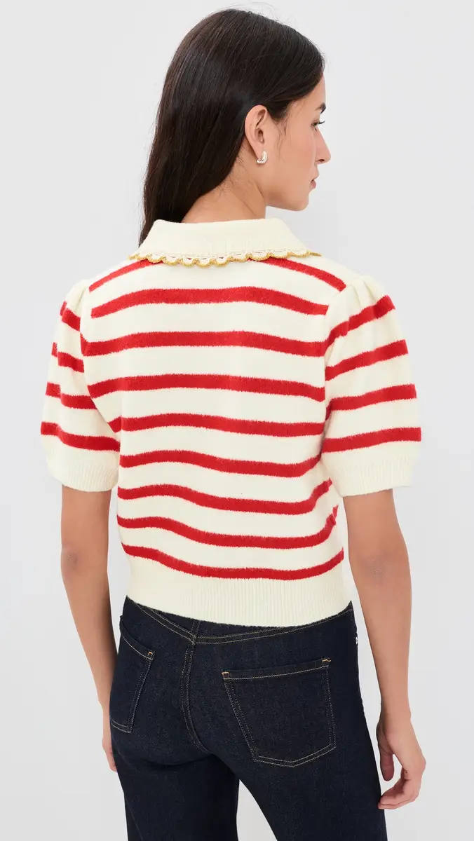 English Factory Striped Puff Sleeve Knit Cardigan | Thumbnail 3 English Factory Striped Puff Sleeve Knit Cardigan | Thumbnail 3