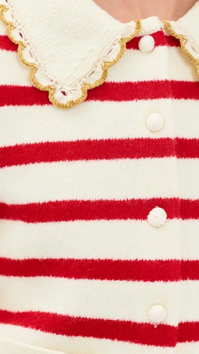 English Factory Striped Puff Sleeve Knit Cardigan | Thumbnail 6 English Factory Striped Puff Sleeve Knit Cardigan | Thumbnail 6