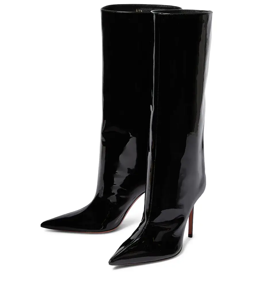 Amina Muaddi Fiona patent leather knee-high boots | Thumbnail 2 Amina Muaddi Fiona patent leather knee-high boots | Thumbnail 2
