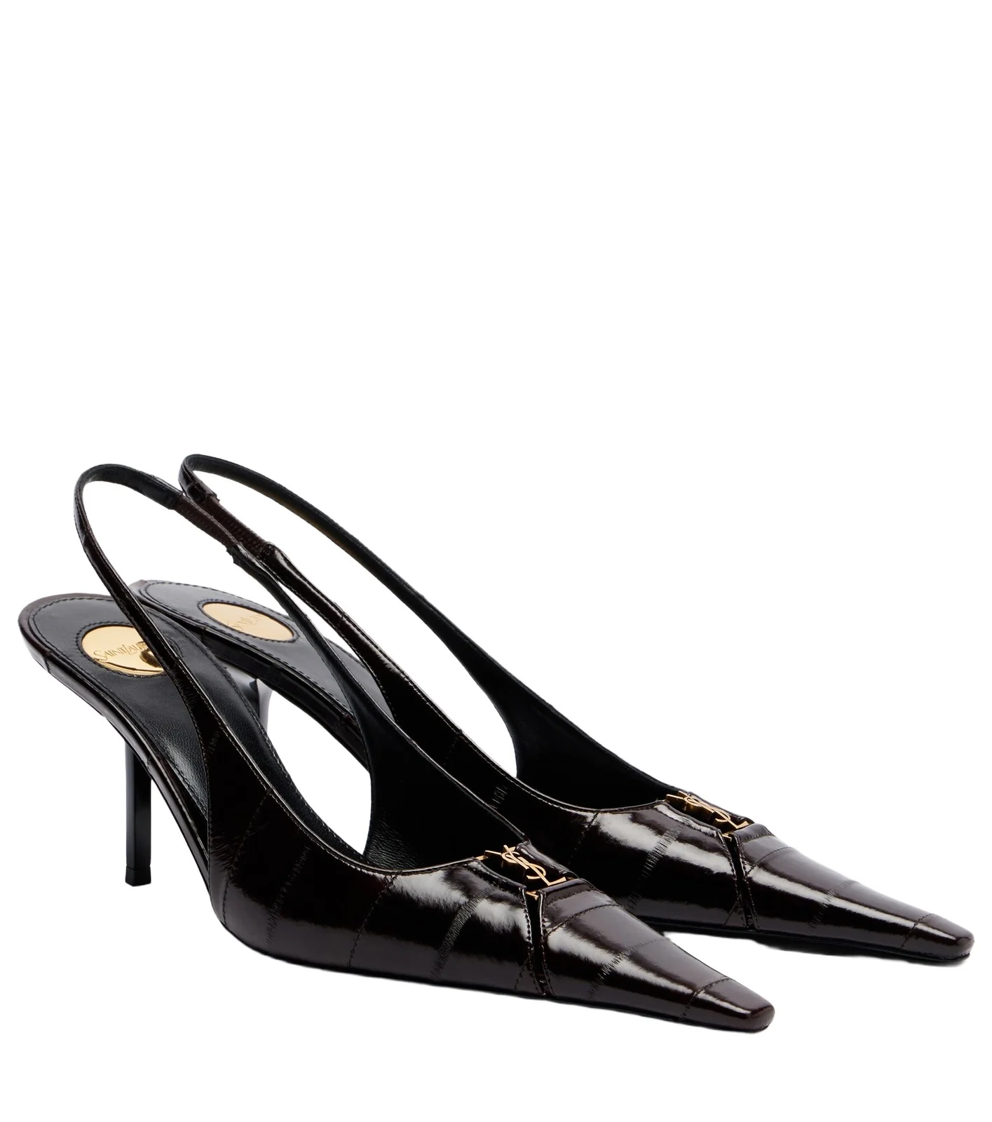 Babylone eel leather slingback pumps