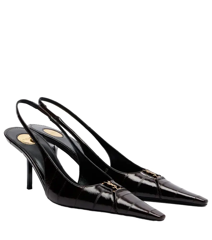 Babylone eel leather slingback pumps