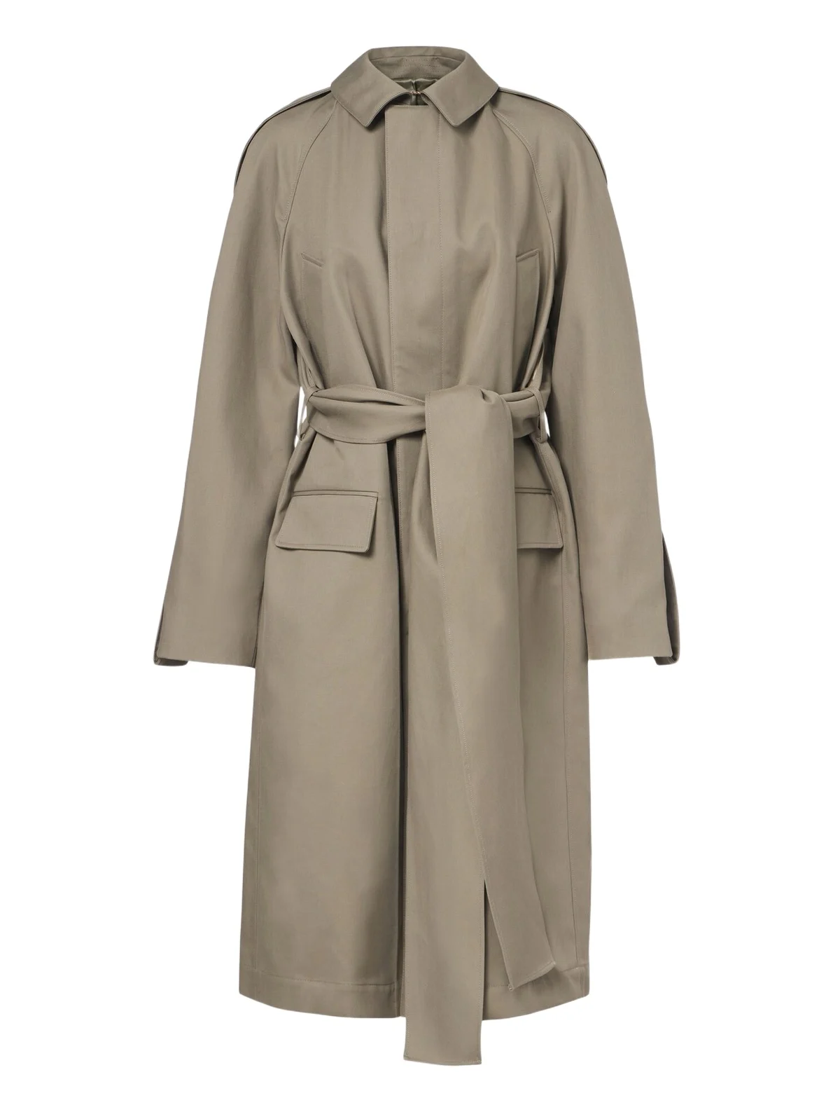 Belted cotton gabardine coat