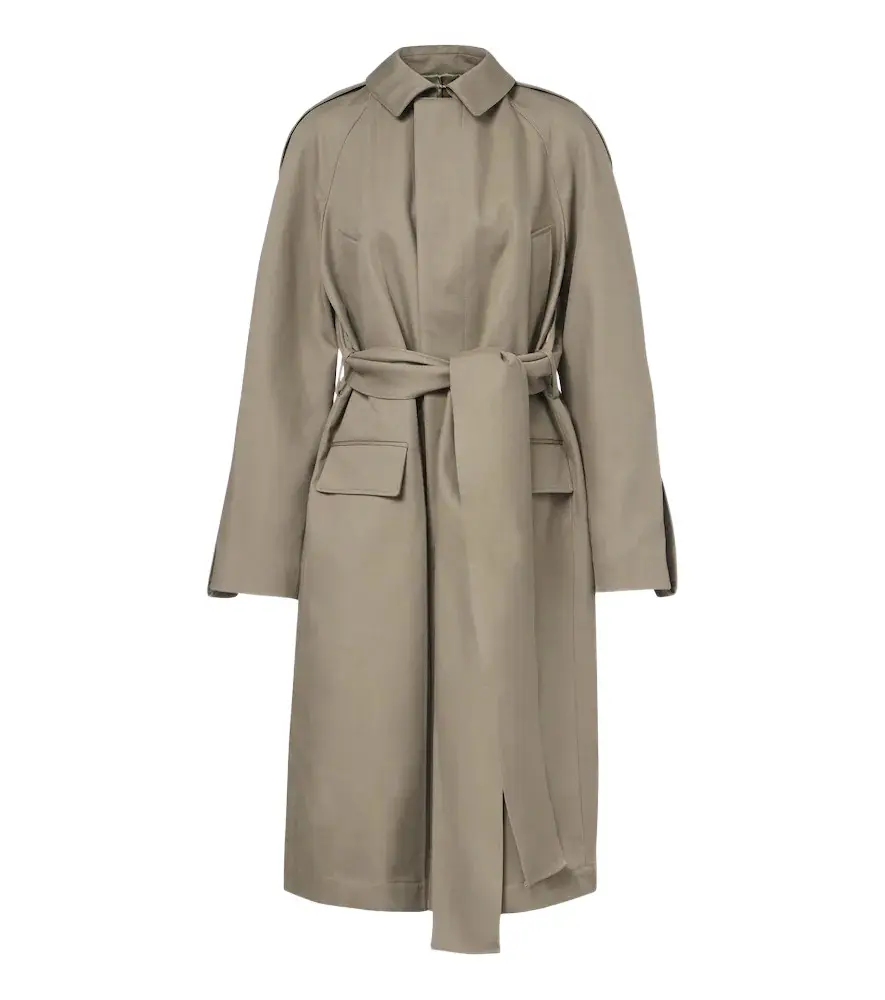 Belted cotton gabardine coat Belted cotton gabardine coat
