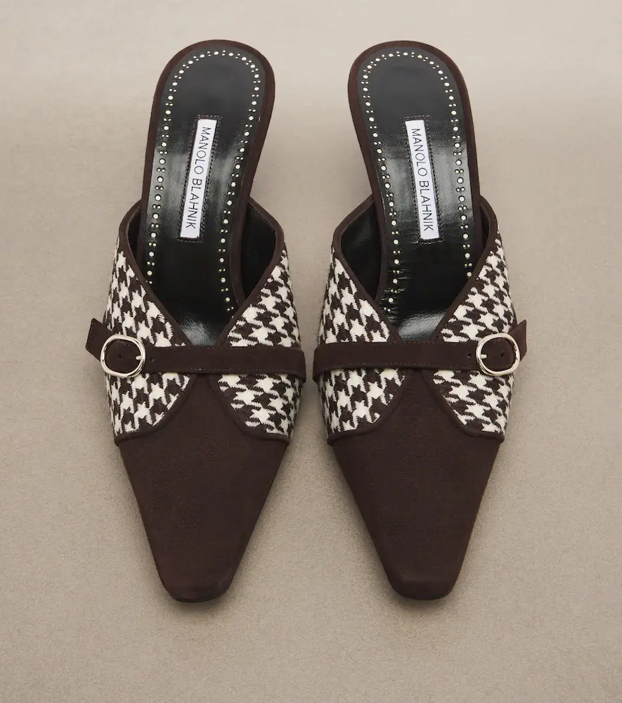 Manolo Blahnik Mircamu houndstooth and suede mules | Thumbnail 2 Manolo Blahnik Mircamu houndstooth and suede mules | Thumbnail 2