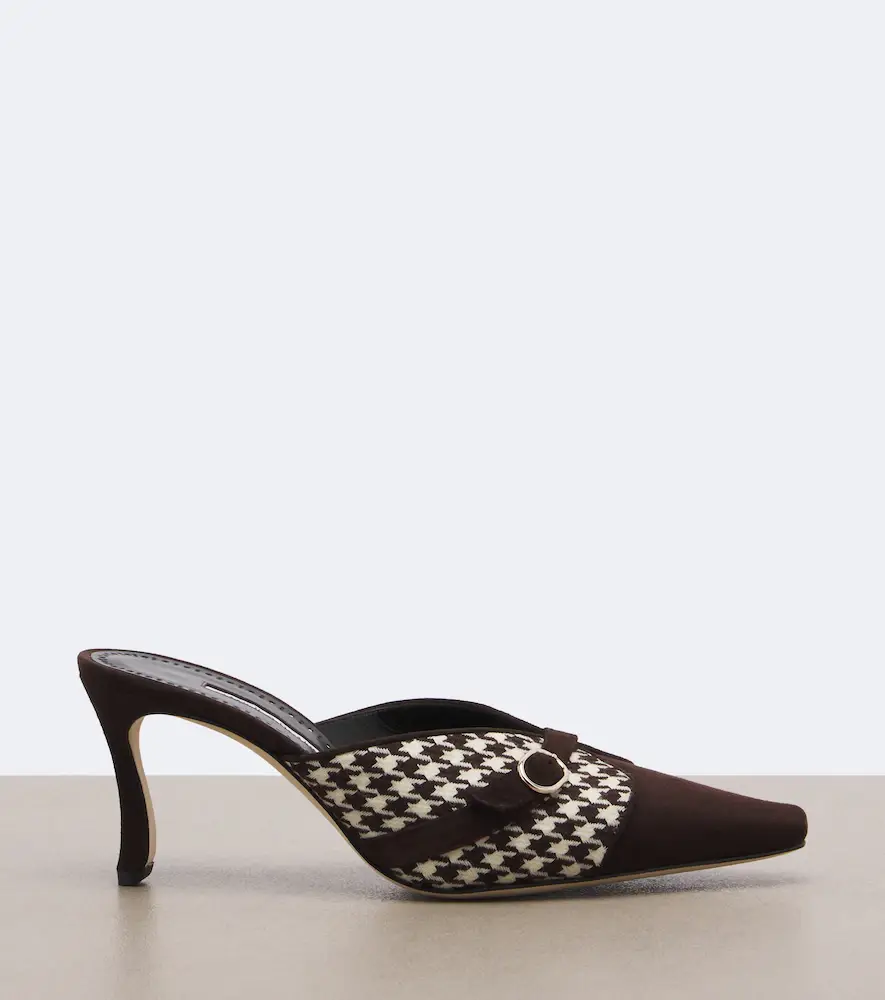 Manolo Blahnik Mircamu houndstooth and suede mules | Thumbnail 3 Manolo Blahnik Mircamu houndstooth and suede mules | Thumbnail 3