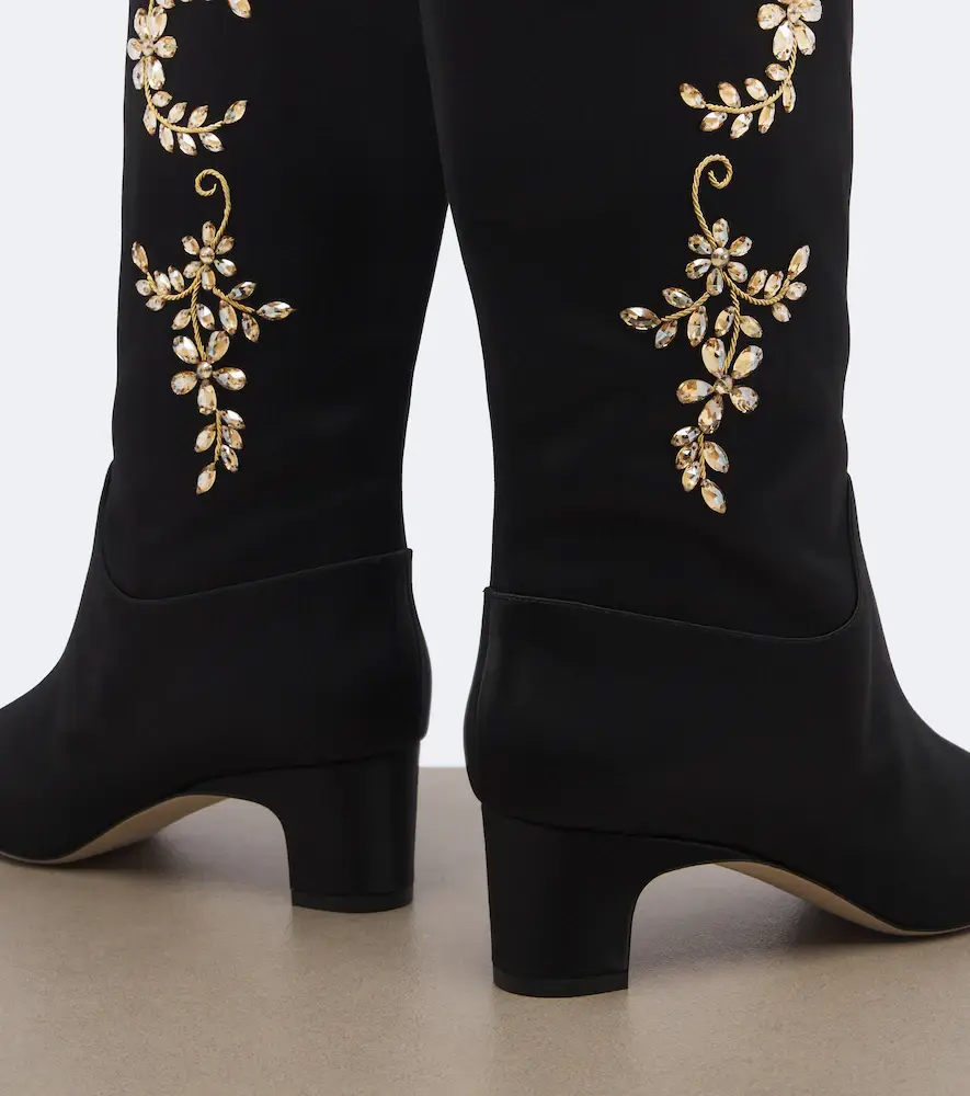 Manolo Blahnik Dispasa embellished satin knee-high boots | Thumbnail 5