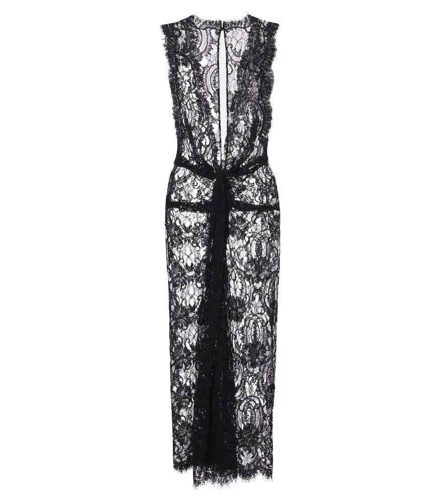 Gathered cotton-blend lace midi dress Gathered cotton-blend lace midi dress