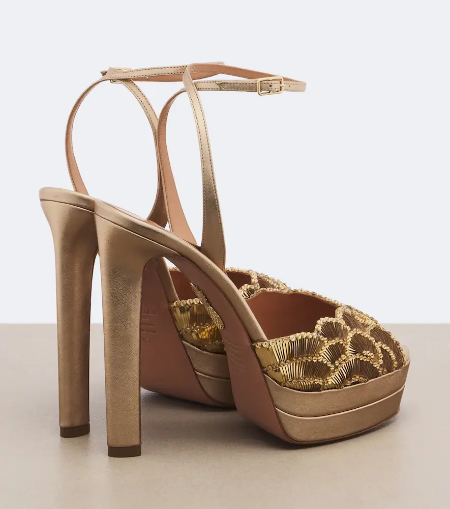 Aquazzura Ce Soir metallic leather platform sandals | Thumbnail 2