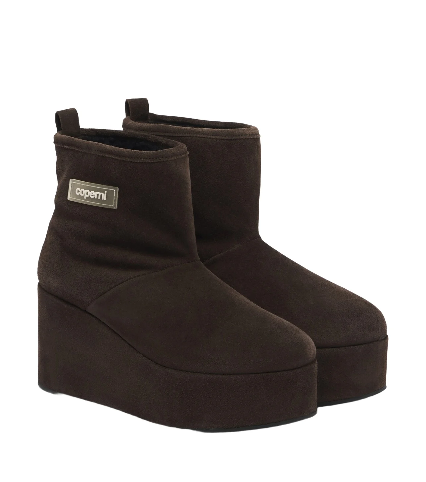 Coperni Shearling-lined suede wedge boots