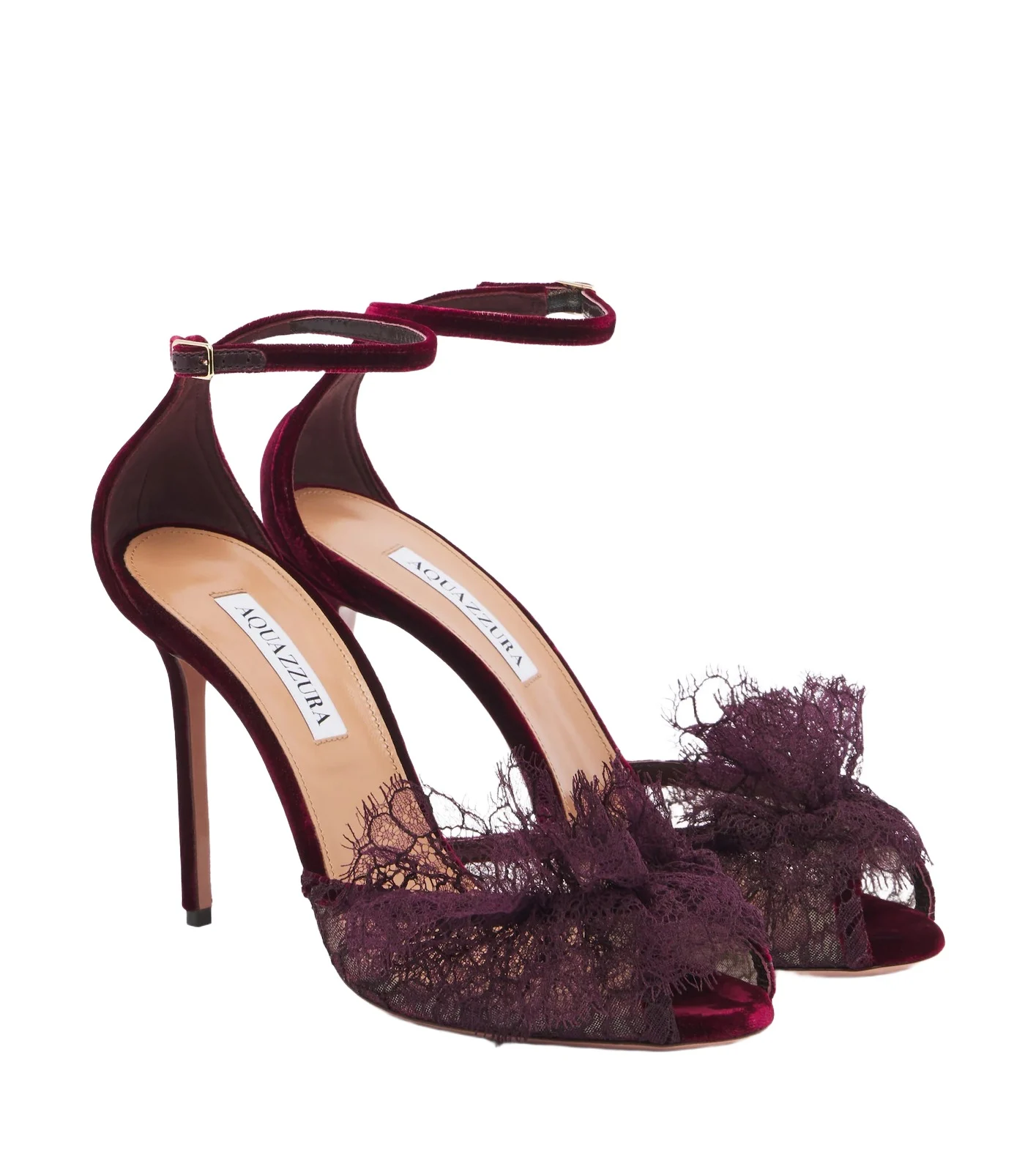 Aquazzura Lover lace-trimmed velvet sandals