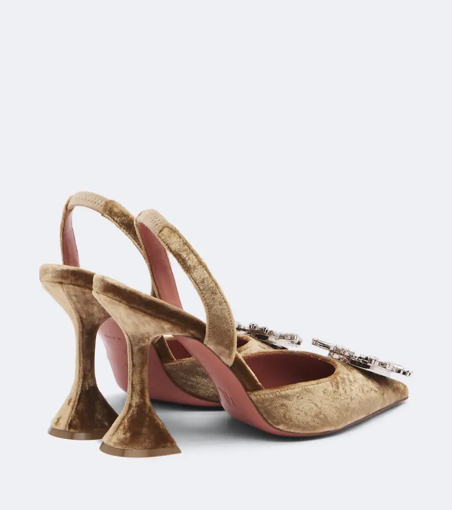Amina Muaddi Begum embellished velvet slingback pumps | Thumbnail 2