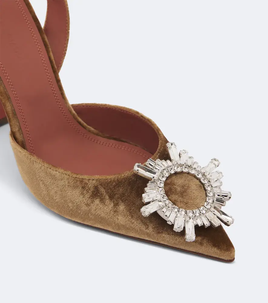 Amina Muaddi Begum embellished velvet slingback pumps | Thumbnail 4