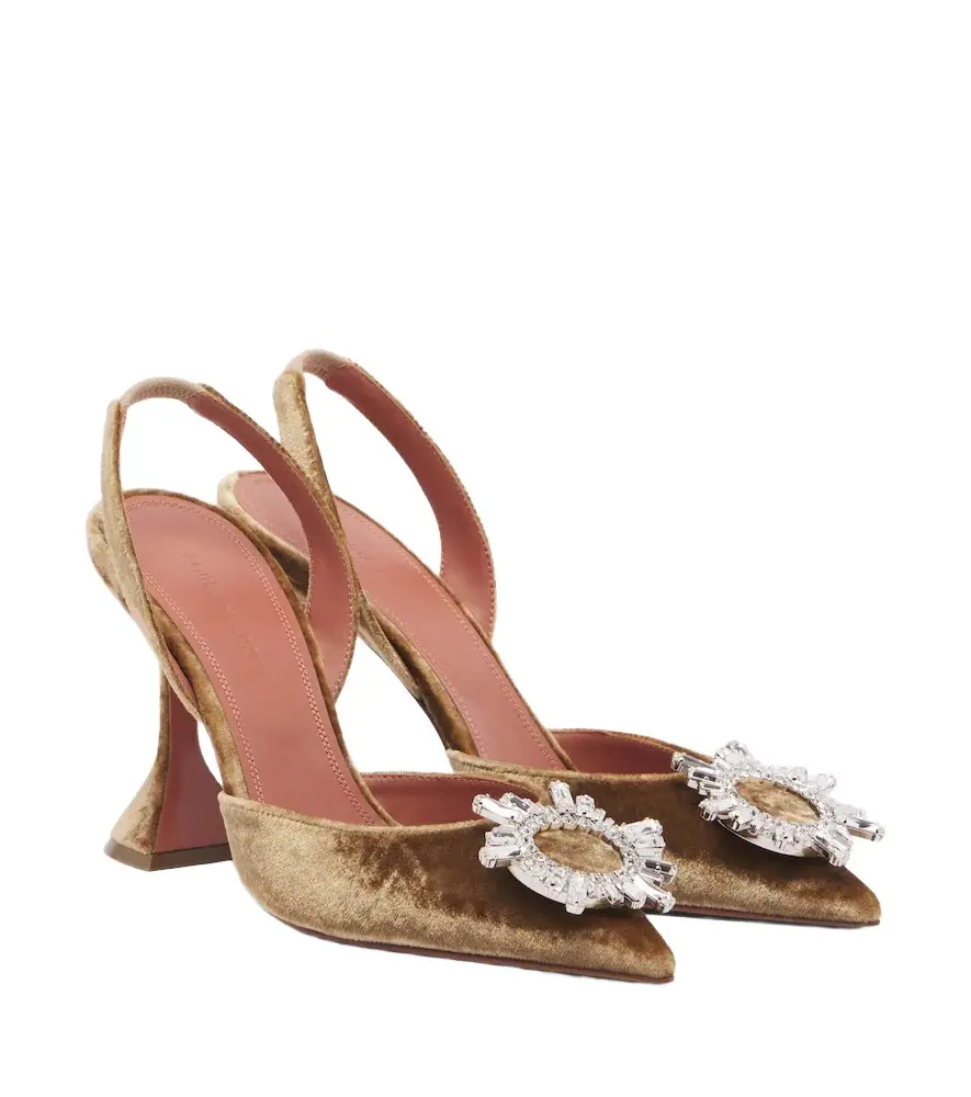 Amina Muaddi Begum embellished velvet slingback pumps