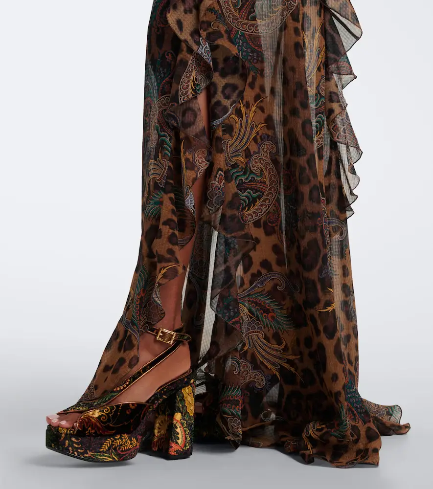 Etro Printed ruffled seersucker gown | Thumbnail 3 Etro Printed ruffled seersucker gown | Thumbnail 3